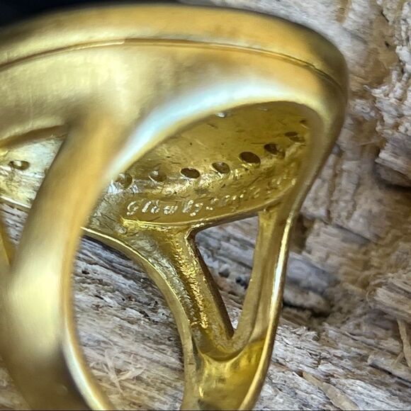 Sheila Fajl 18K Gold CZ Encrusted Hamsa/Evil Eye  Ring Size - Picture 8 of 14